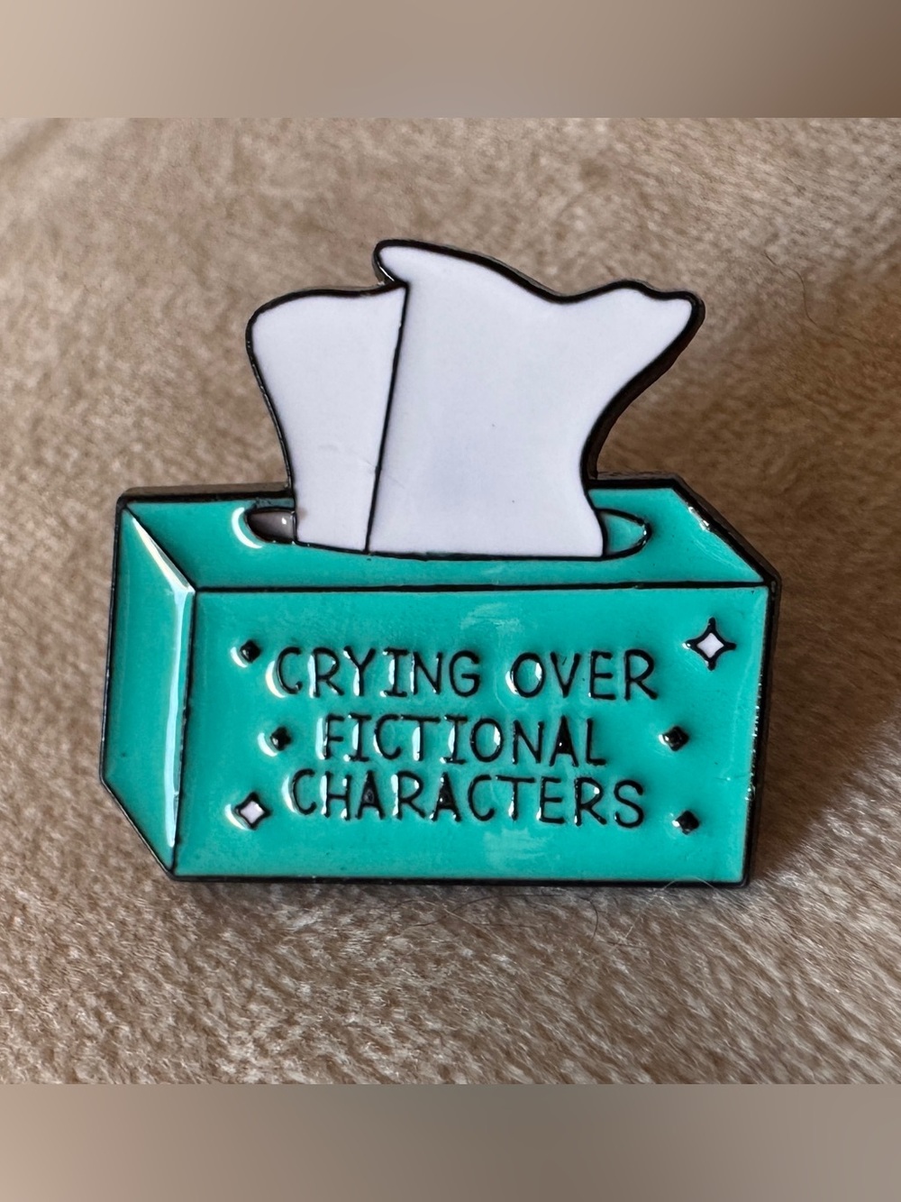 Crying Over Fictional Characters Enamel Pin NWT